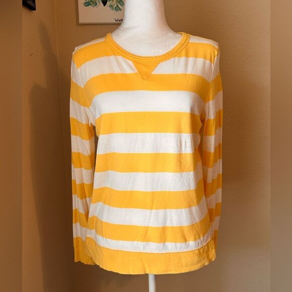 GAP Yellow and White Striped Tee - Picture 1 of 5